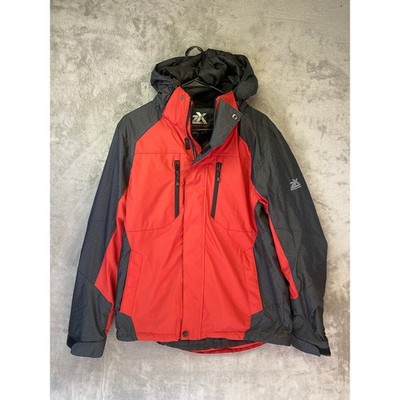 ZeroXposur Mens Red Charcoal Grey Hooded Ski Jacket Size M Winter Coat 7453