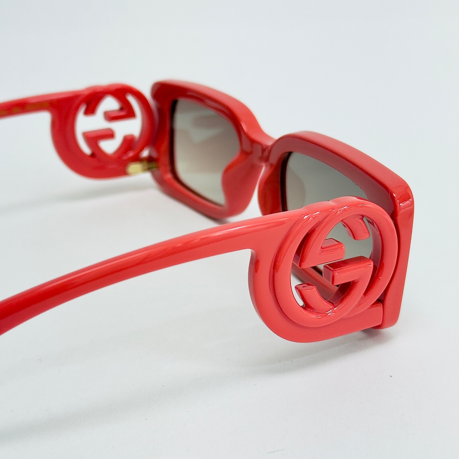 Pre-owned Gucci Couture 1325 Red Gg Logo 005 Narrow Fashion Square Sunglasses Gg1325s In Brown