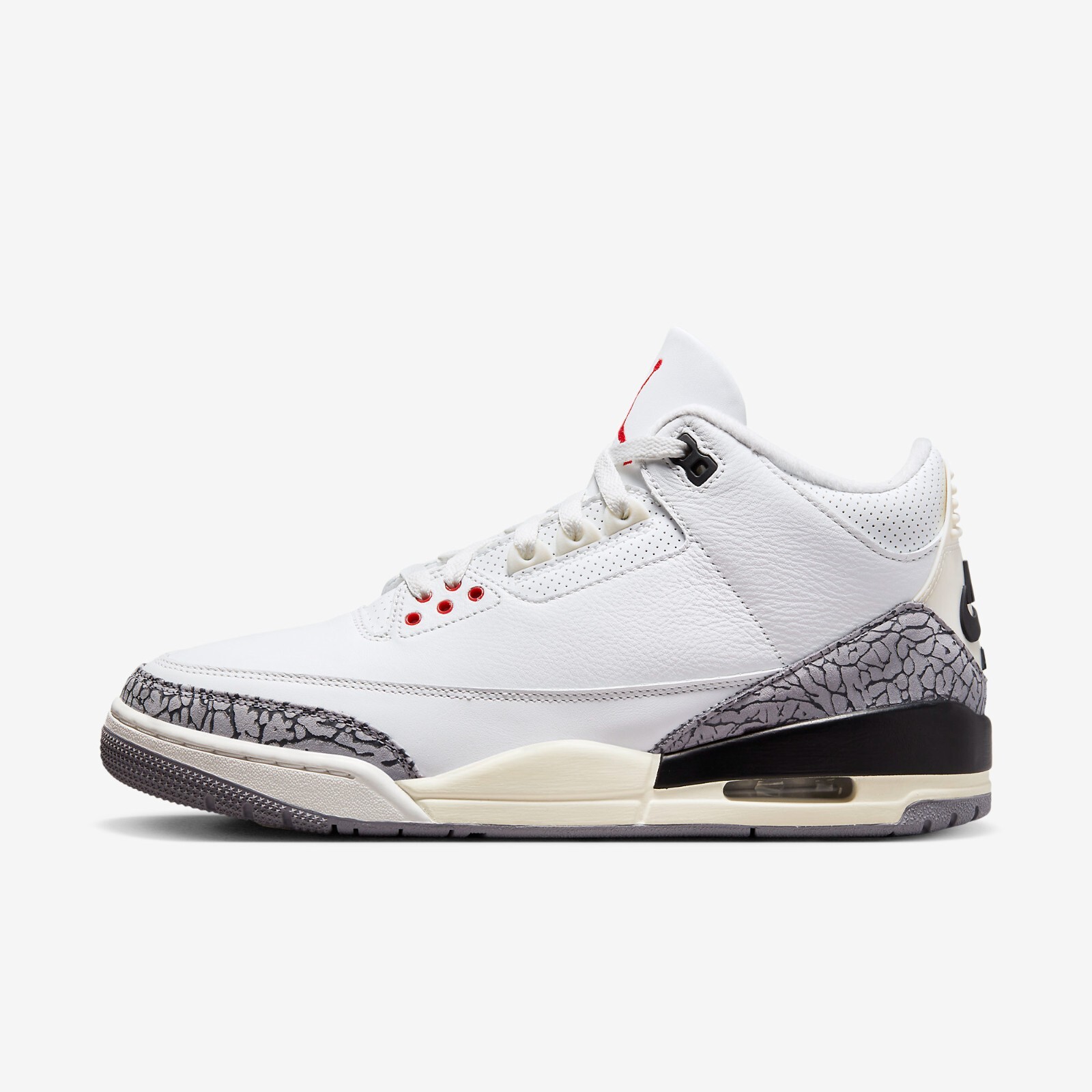 

Кроссовки Jordan 3 Retro White Cement Reimagined DN3707-100, Summit white/fire red/black/cement grey, Air Jordan 3