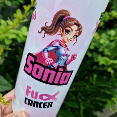 Personalised Gift Idea Breast Cancer Pink 20oz Travel Cup Mug Treatment October