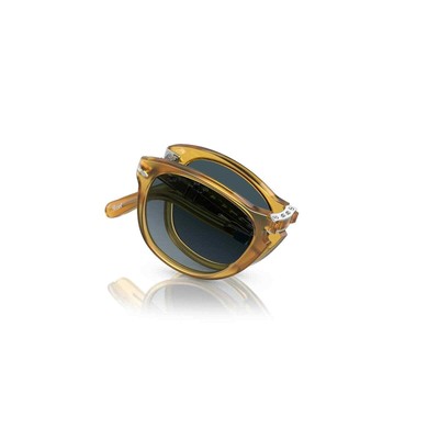 Pre-owned Persol Steve Mcqueen 714sm 204/s3 Opal Yellow Blue Polarized Sunglasses Folding