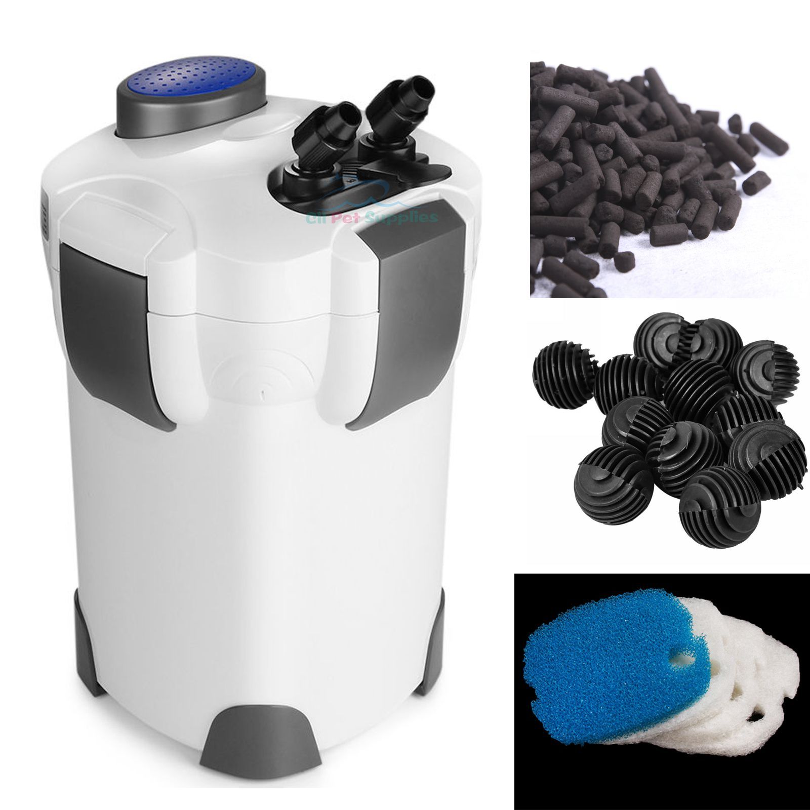3-Stage External Canister Filter 265 Gph Fresh/Salt 100 Gal Aquarium Free Media