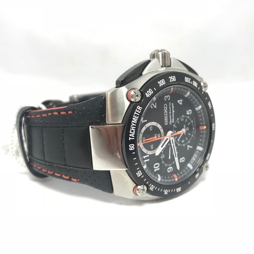 Pre-owned Seiko Chronograph Mens Sportura Leather Watch Spc055 Collectors Item Spc055