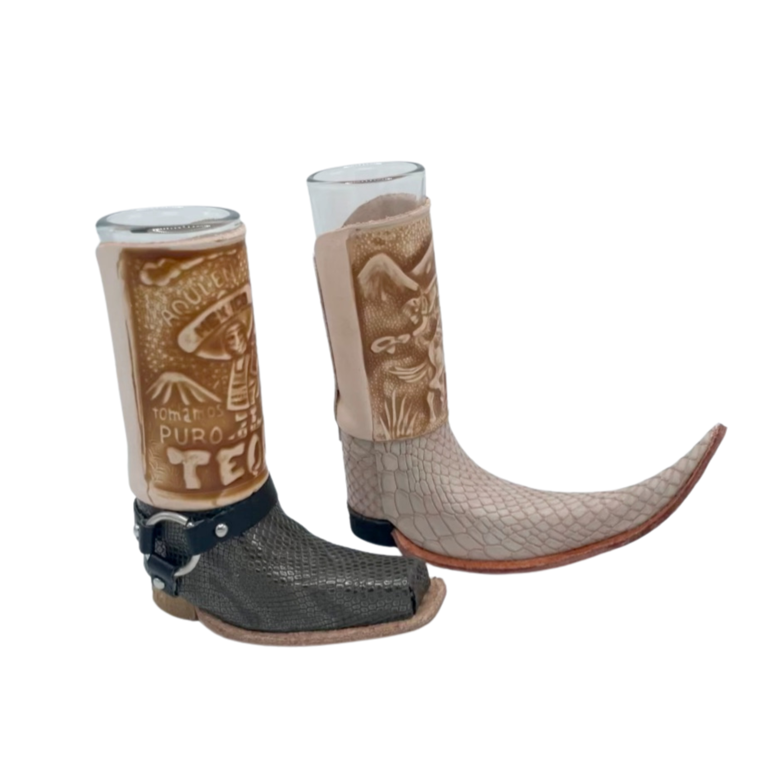 Mexican Leather Mini Boot Tribalera & Texan Tequila Shot (2 Pack)