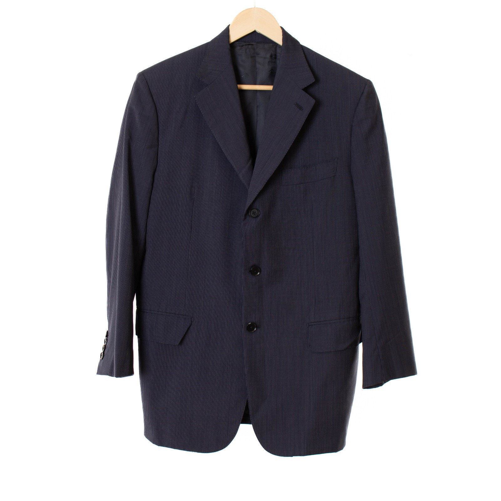 ISAIA NAPOLI Herren Sakko 100% Wolle Blau Nadelstreifen Größe 52  13461