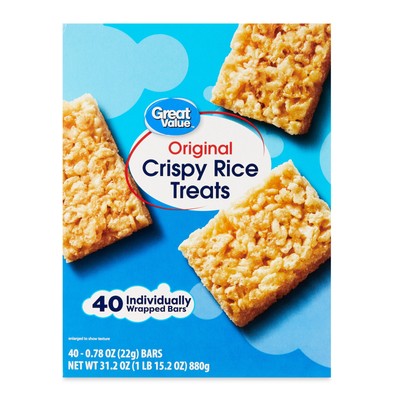 Crispy Rice Treats - Delicious Snack Bars, 40 Count, Individually Wrapped