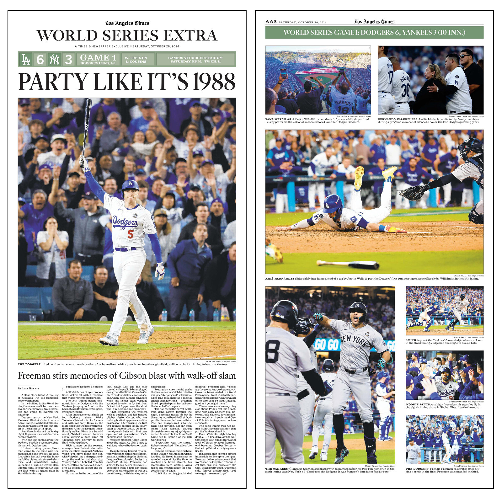 GM 1 2024 World Series Freddie Freeman Walk Off Grand Slam