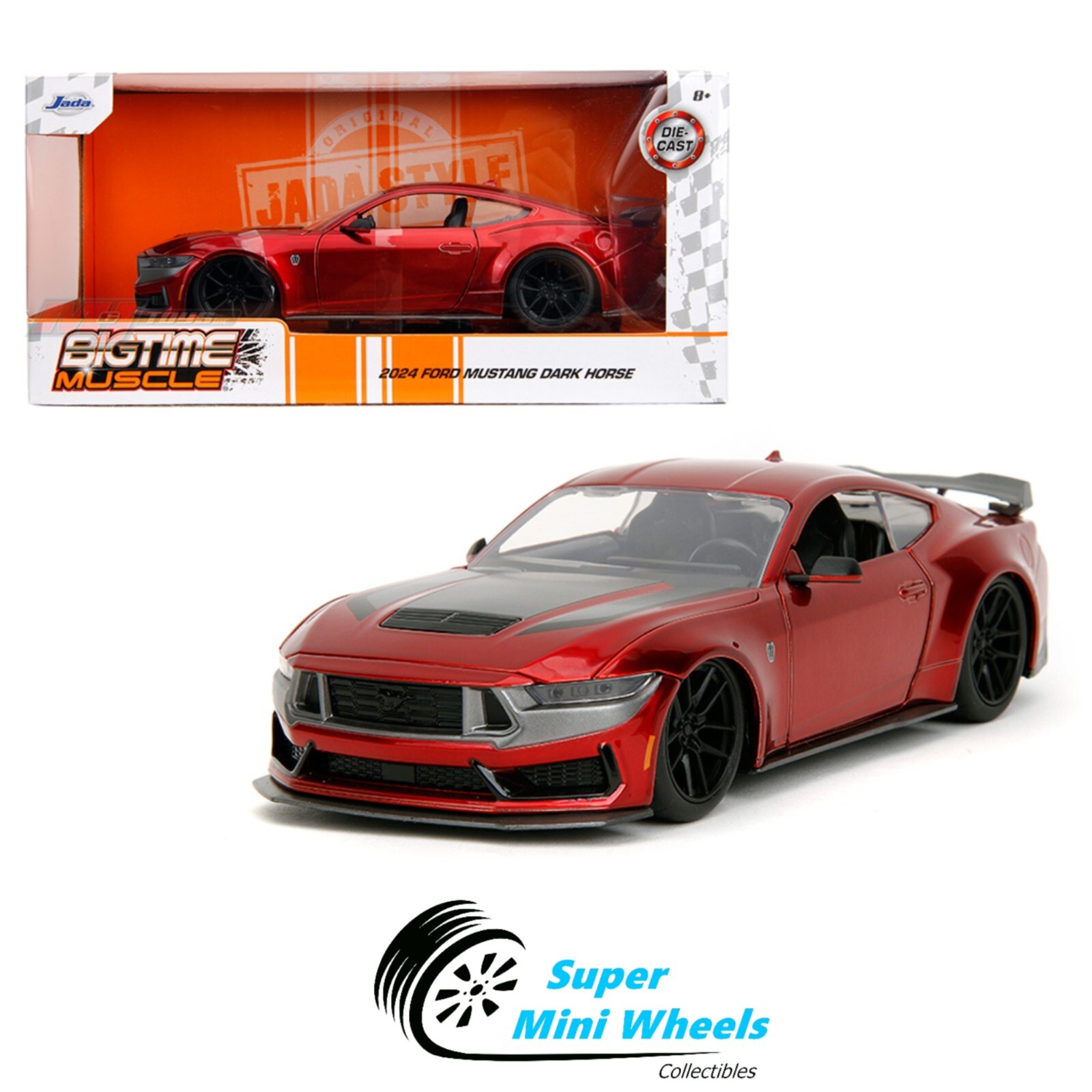 ビッグタイムマッスル - 2024 フォード・マスタング・ダークホース(レッド) Jada 1:24 2024 Ford Mustang Dark Horse – Candy Red – Bigtime