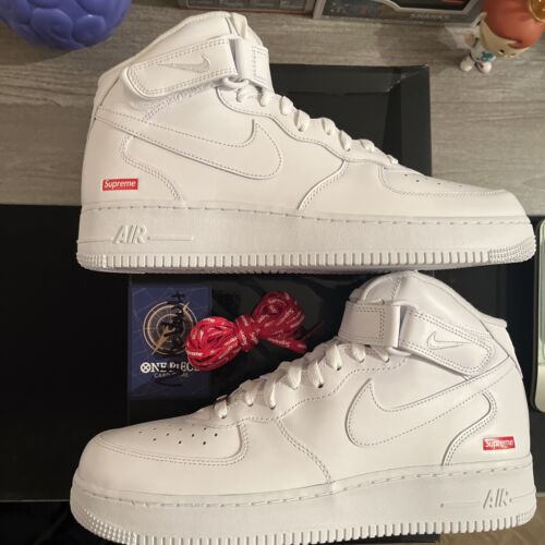 Size 12 - Supreme x Nike Air Force 1 Mid 'Box Logo White Size 12 - Supreme x Nike Air Force 1 Mid 'Box Logo White