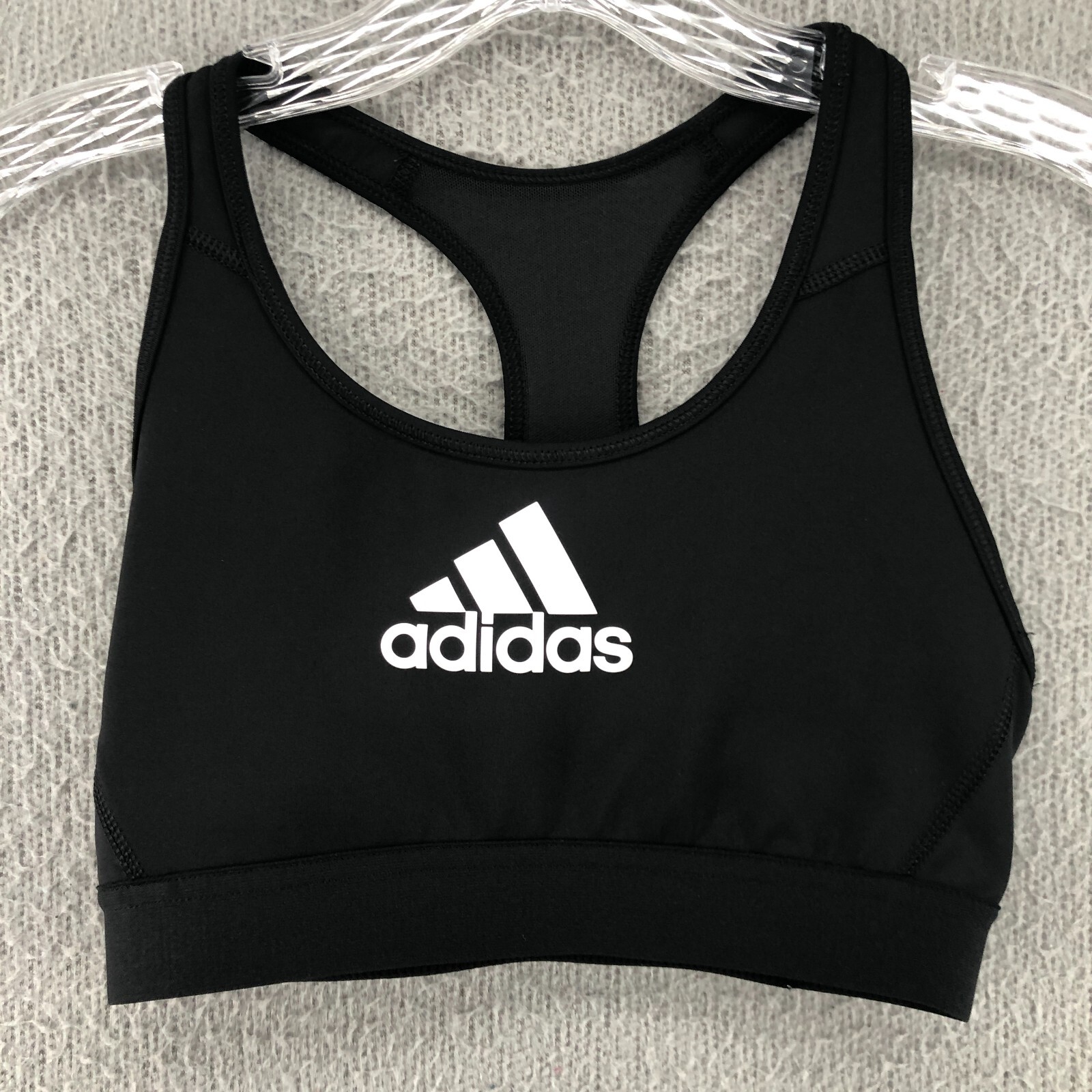 Adidas Sports Bra Large Black Small Racerback Spellout