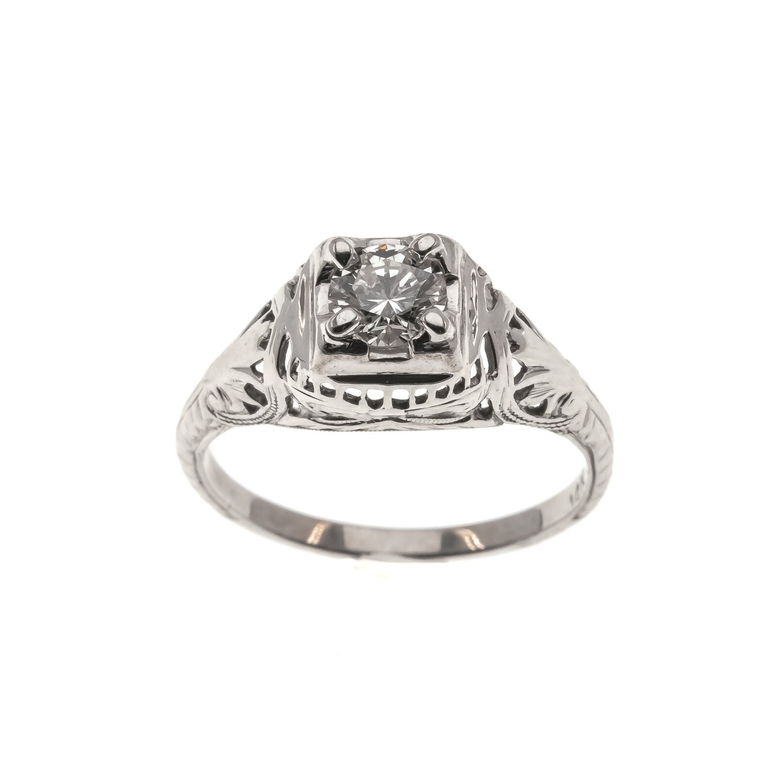Mesmerizing Beauty - Art Deco 14K Diamond Solitaire Engagement Ring