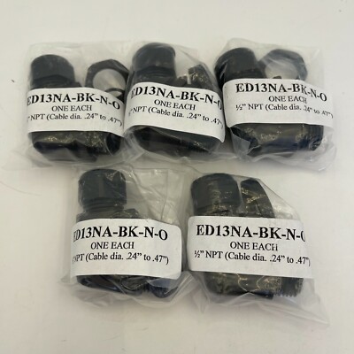MCMASTER ED13NA-BK-N-O SNAP 90° STRAIN RELIEF ELBOW 1/2'' NPT (LOT OF 5) NNB