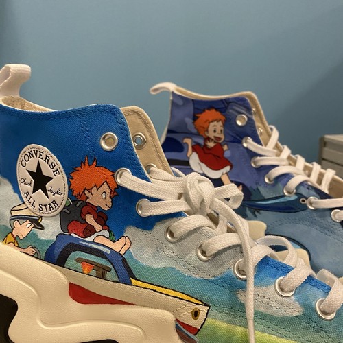 Pre-owned Converse Hand Painted  Run Star Motion High Shoe Custom (any Theme/men's Sizing) In White