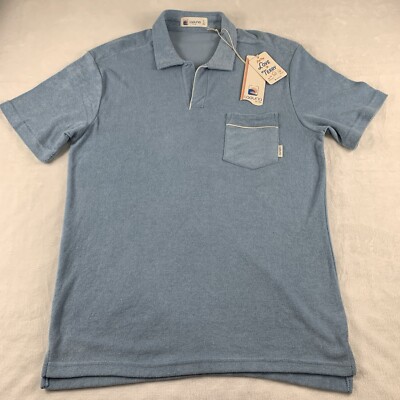 Laguna Shirt Mens L Polo Terry Cloth Towel Pool Beach Retro Open Collar NWT