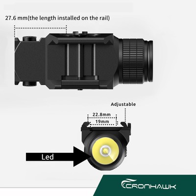 Pistol Flashlight Rechargeable 700 Lumen Rail Mounted Tactical Flashlight Com...