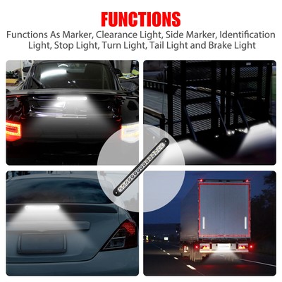 2X 10" 15LED Sealed Truck Trailer Strip Reverse Backup Light Bar Tail Lamp White