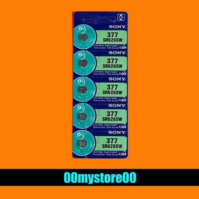 Brand New [Exp 10/2032] 5 SONY 377 Watch Battery  SR626SW Ships from CA