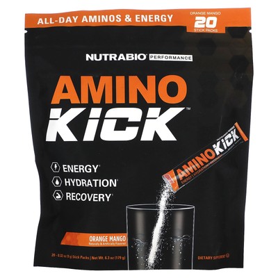 Amino Kick, Orange Mango, 20 стик-пакетов по 0,32 унции (9 г) каждый