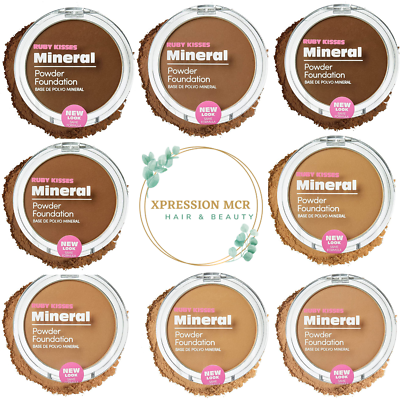 Ruby Kisses Mineral Pressed Powder Foundation Full Coverage 0.35oz All Shades
