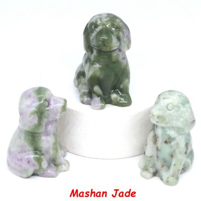 30mm Cute Dog Statue Natural Stones Crystal Hand Carved Healing Animal Figurines