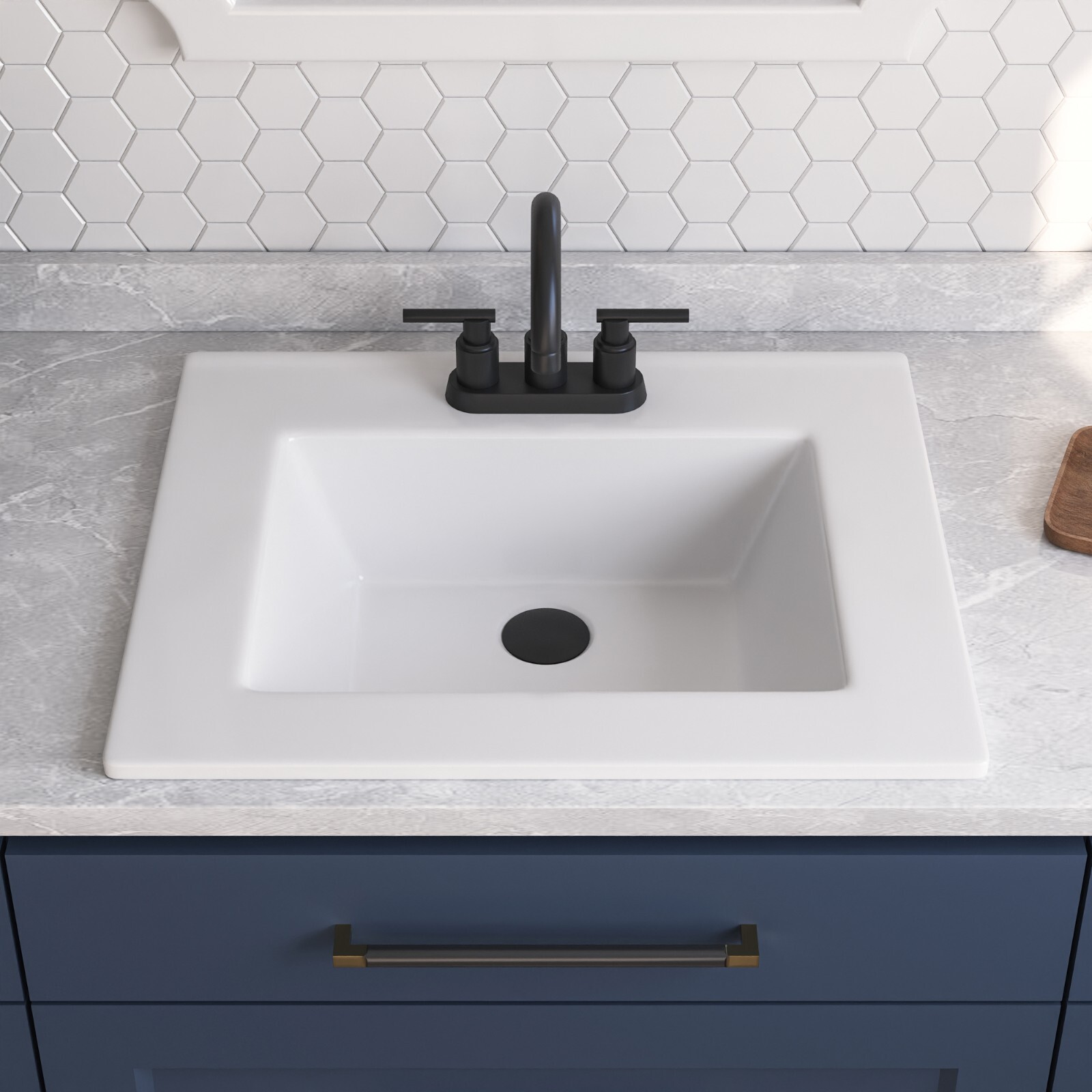 DeerValley 21.28 in. Fireclay Drop-In Sink Bathroom Sink in
