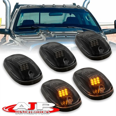 5PCS Smoke Lens Amber LED Running Marker Lights Cab Roof Top SUV RV Off Roading