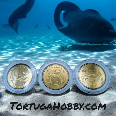 BEAUTIFUL! Houston Downtown Aquarium 3 Coin Souvenir Token Collection