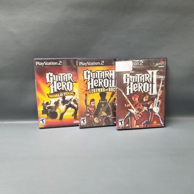 Guitar Hero PlayStation 2 PS2 Video Game Bundle Lot Legends of Rock World Tour