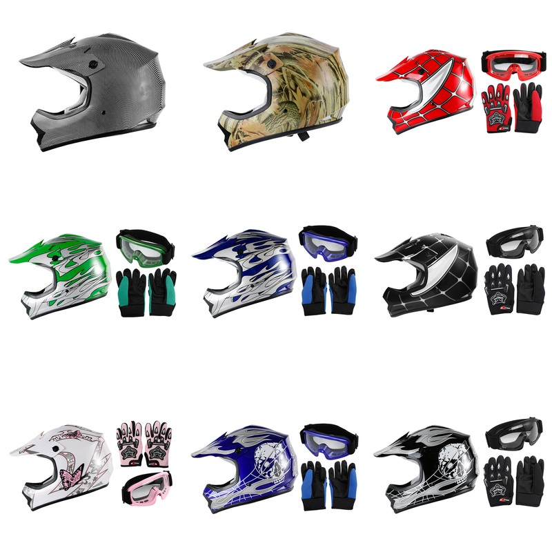 Youth Full Face Helmet DOT Approved Kids Street Dirt Bike Off-Road Motocross ATV