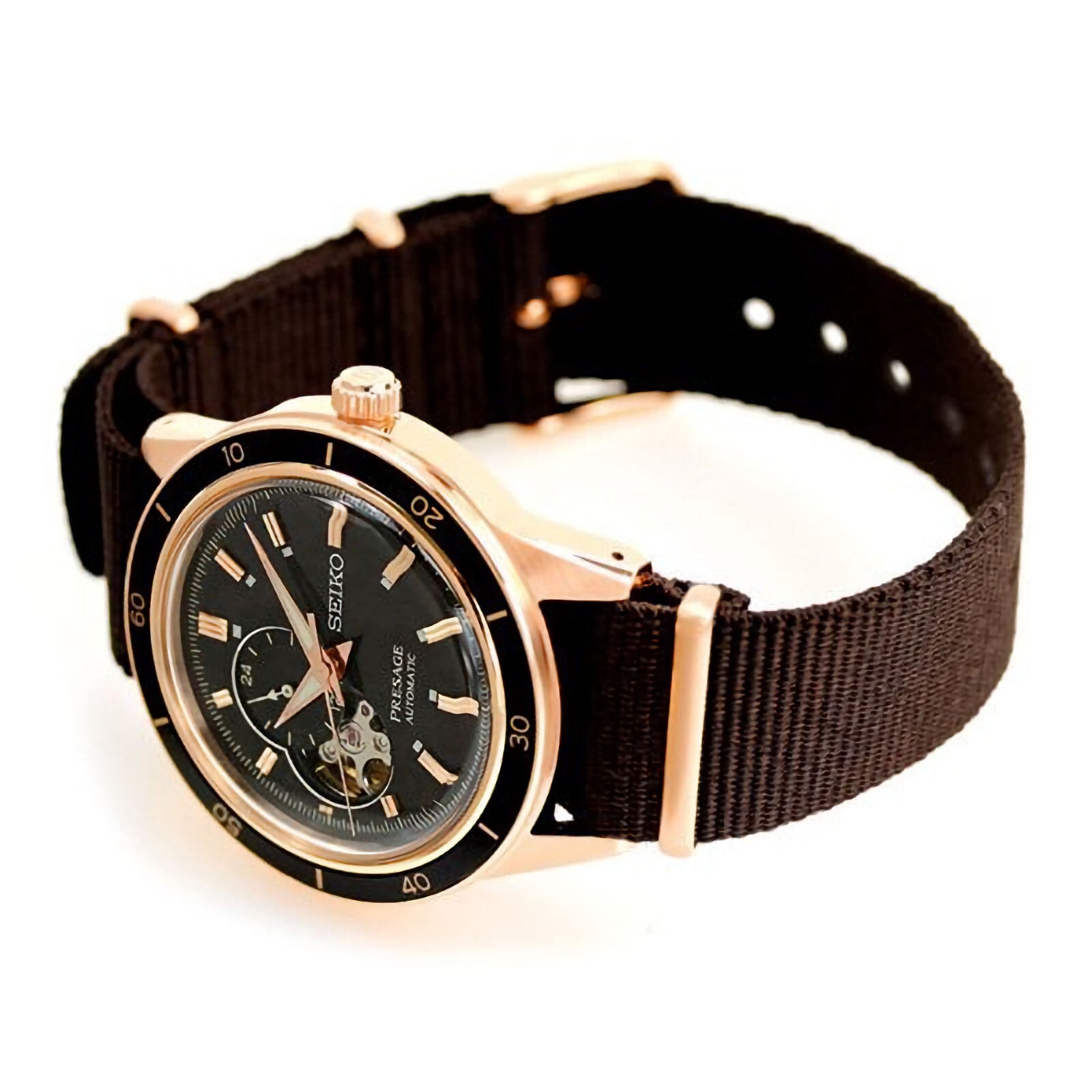 Pre-owned Seiko Presage Style 60's Ssa426j1 Automatic Open Heart Black Dial Watch Warranty