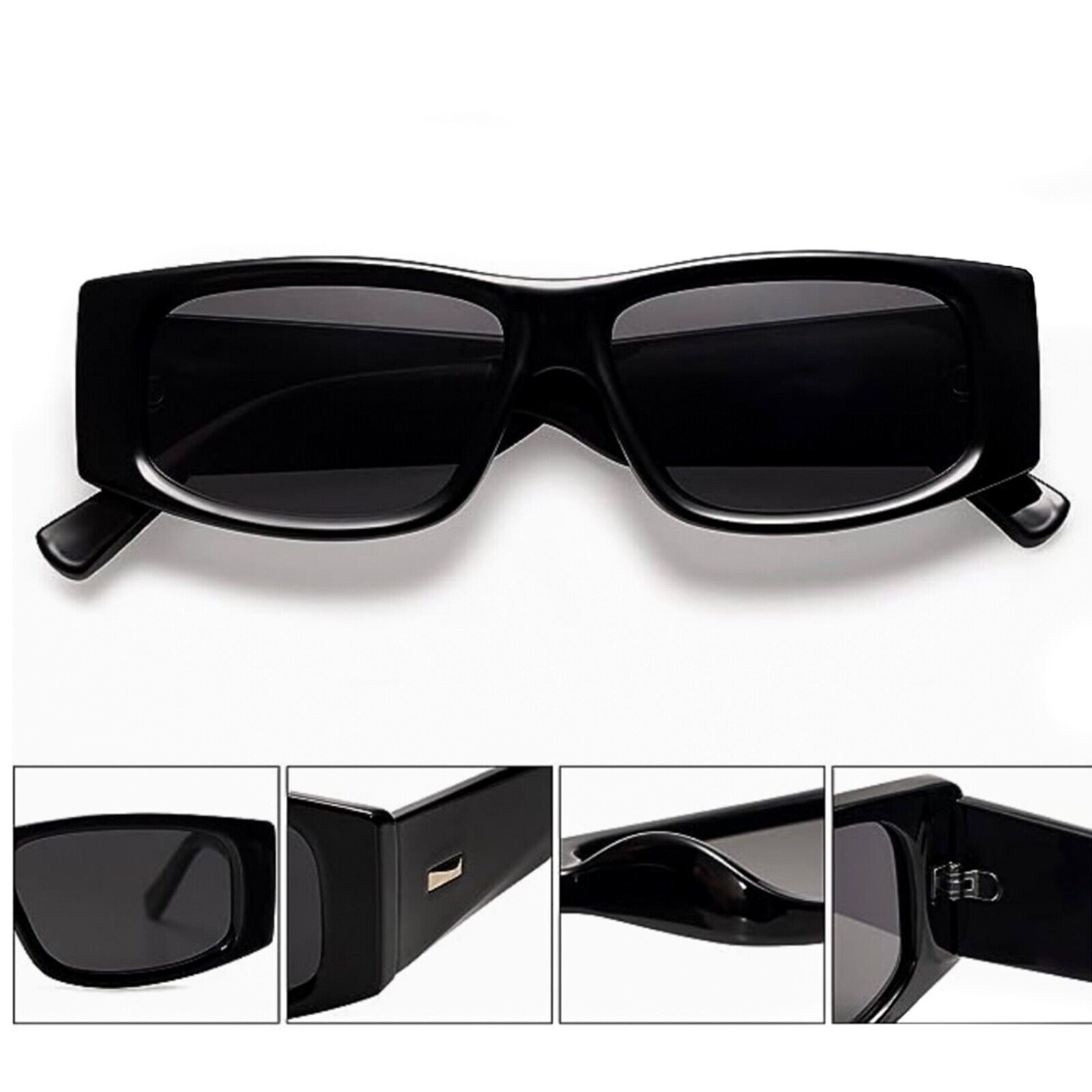 Trendy Fashion Dark Black Retro Y2K Rectangle Sunglasses Trendy Fashion Dark Black Retro Y2K Rectangle Sunglasses