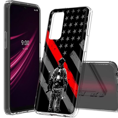 Total Guard Cover Case for T-Mobile REVVL V+ Plus 5G, Fire Fighter Red Line