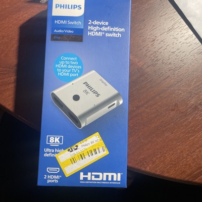 Philips 8K HDMI 2-Port Switch - Silver Open Box