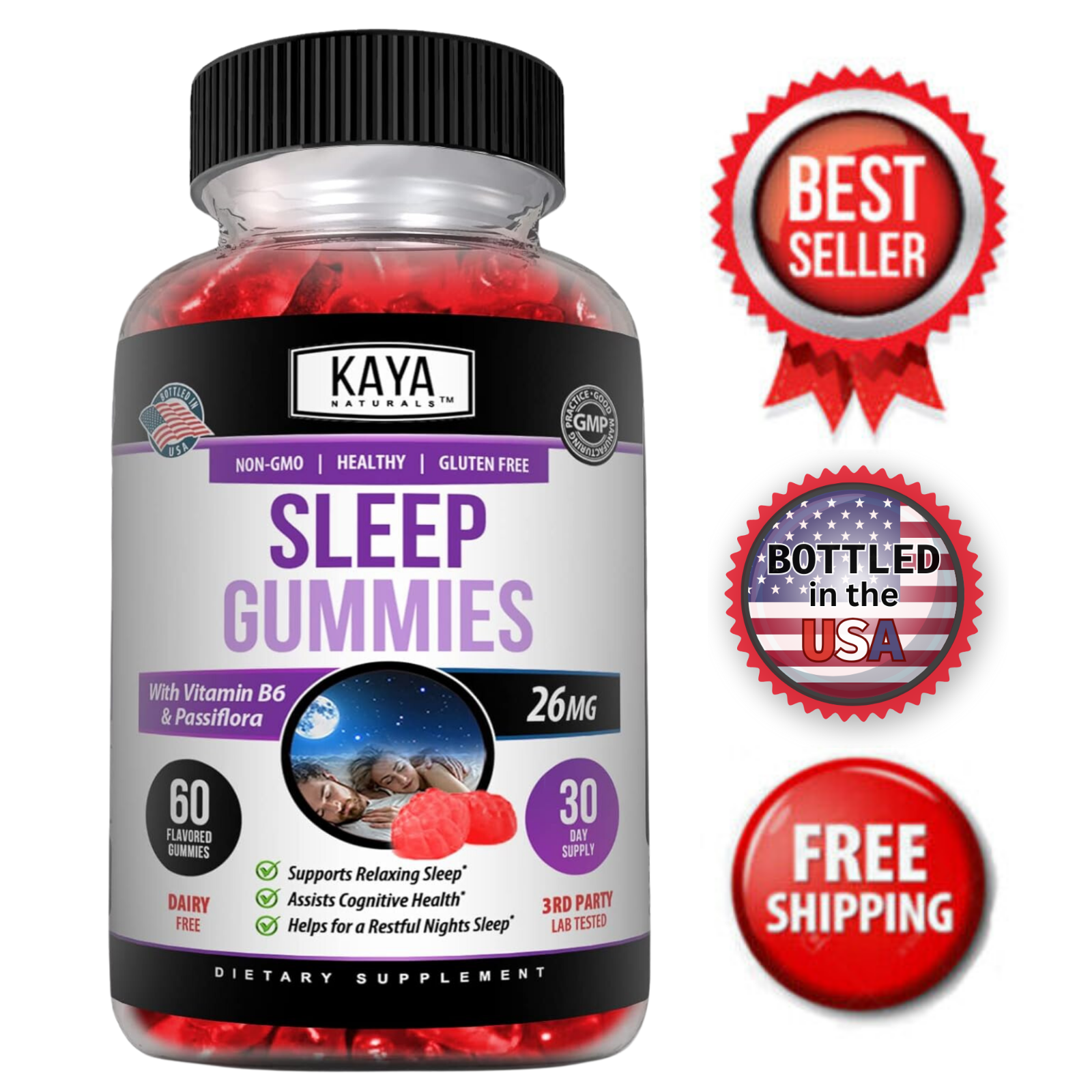 Sleep Gummies 60ct,  Fall Asleep Fast and Stay Asleep, Sleeping Aid Gummy