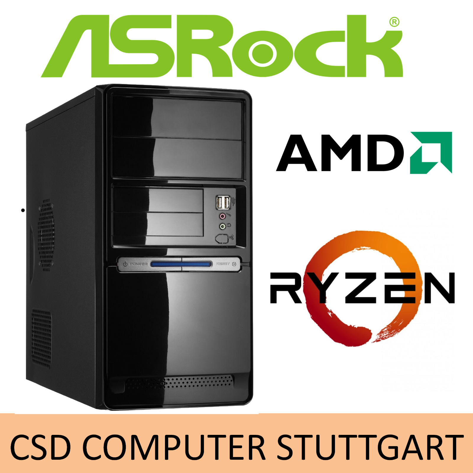 ASRock AUFRÜST-PC: AMD RYZEN 7 2700 8x 4,1GHz ACHTKERN - 8GB DDR4 - STUTTGART