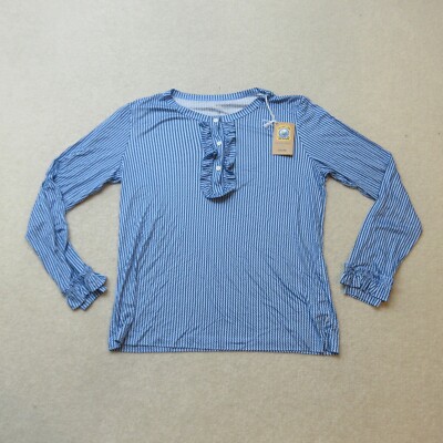 Calida Pyjama Top Womens Small Azur Blue Stripe Viktor & Rolf Pajama NWT