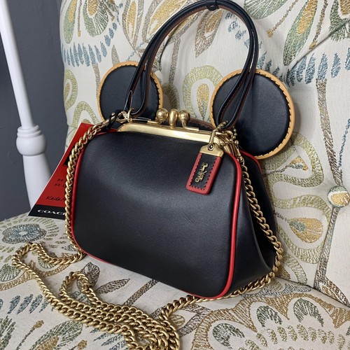 New! COACH Disney Mickey Mouse Ear Keith Haring Kisslock Bag