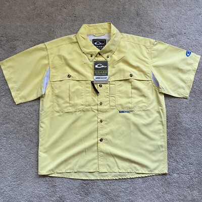 NEW Drake Waterfowl Systems MagnATTACH Vented SS Shirt YELLOW YOUTH 14 MSRP $45