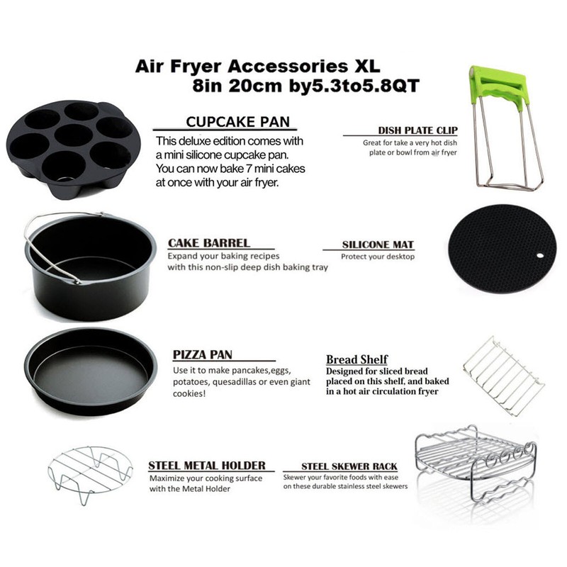 15tlg Airfryer Zubehörr Set Heißluftfritteuse Backform Heißluftofen