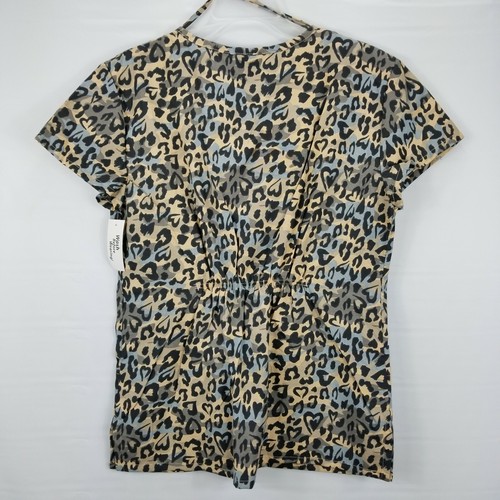 Bobbie Brooks Womens Large Scrub Top Leopard Print