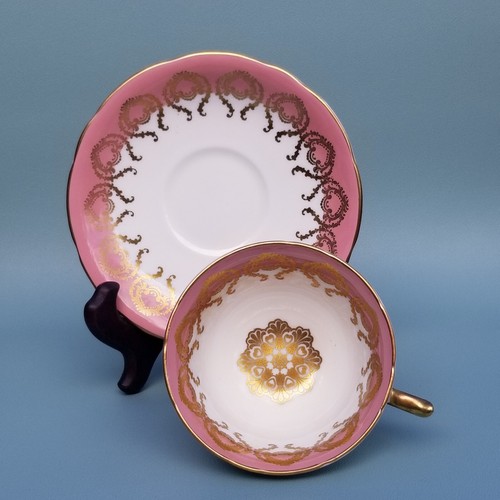 Vintage Aynsley English Bone China Teacup and Saucer Pink