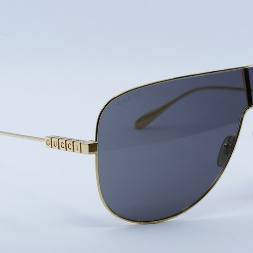 Pre-owned Gucci Gg1436s 001 Yellow Gold/grey 99-1-135 Sunglasses In Gray