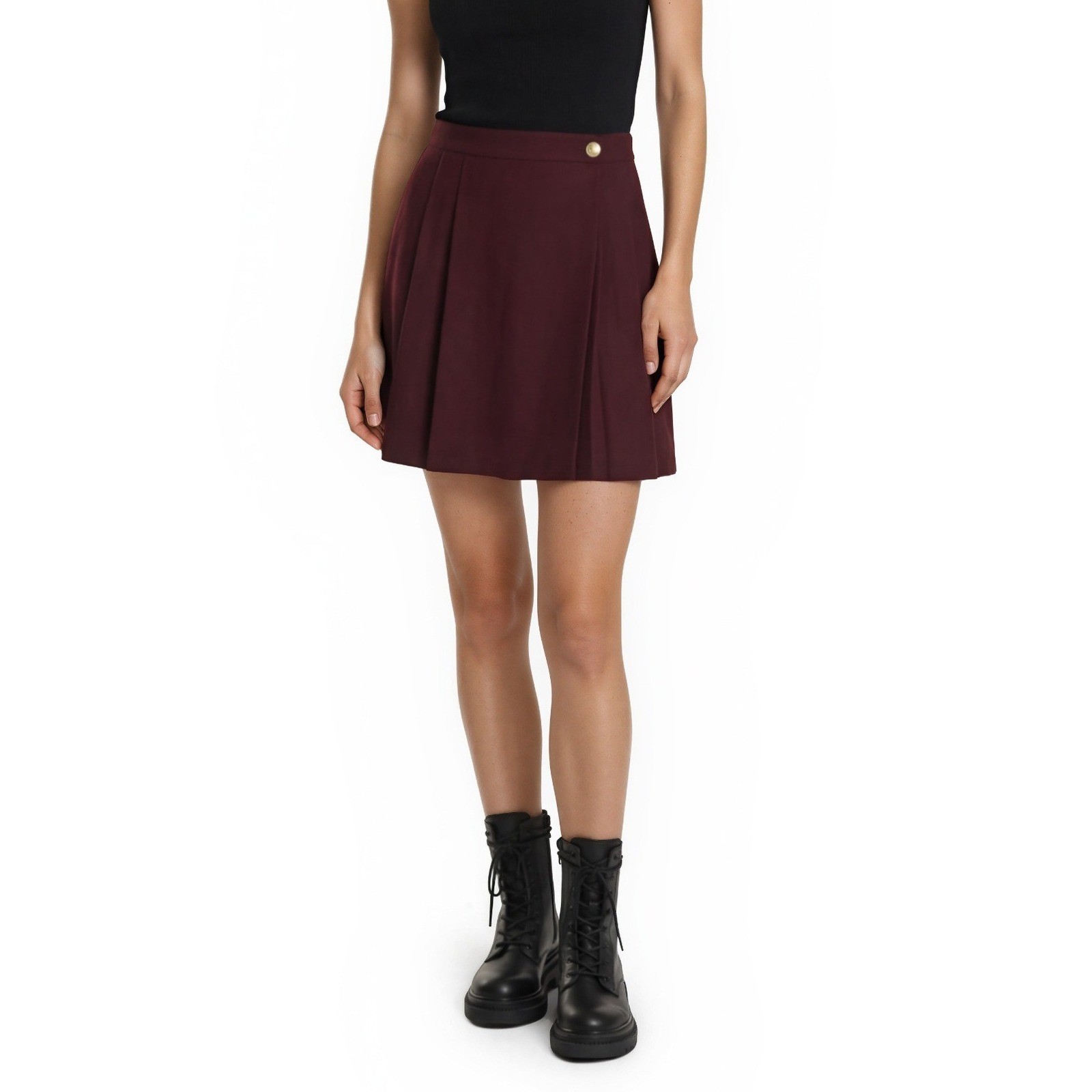 Liz Claiborne Petite Vintage Skirt Women's Size 10P Burgundy Wool-Blend Pleated