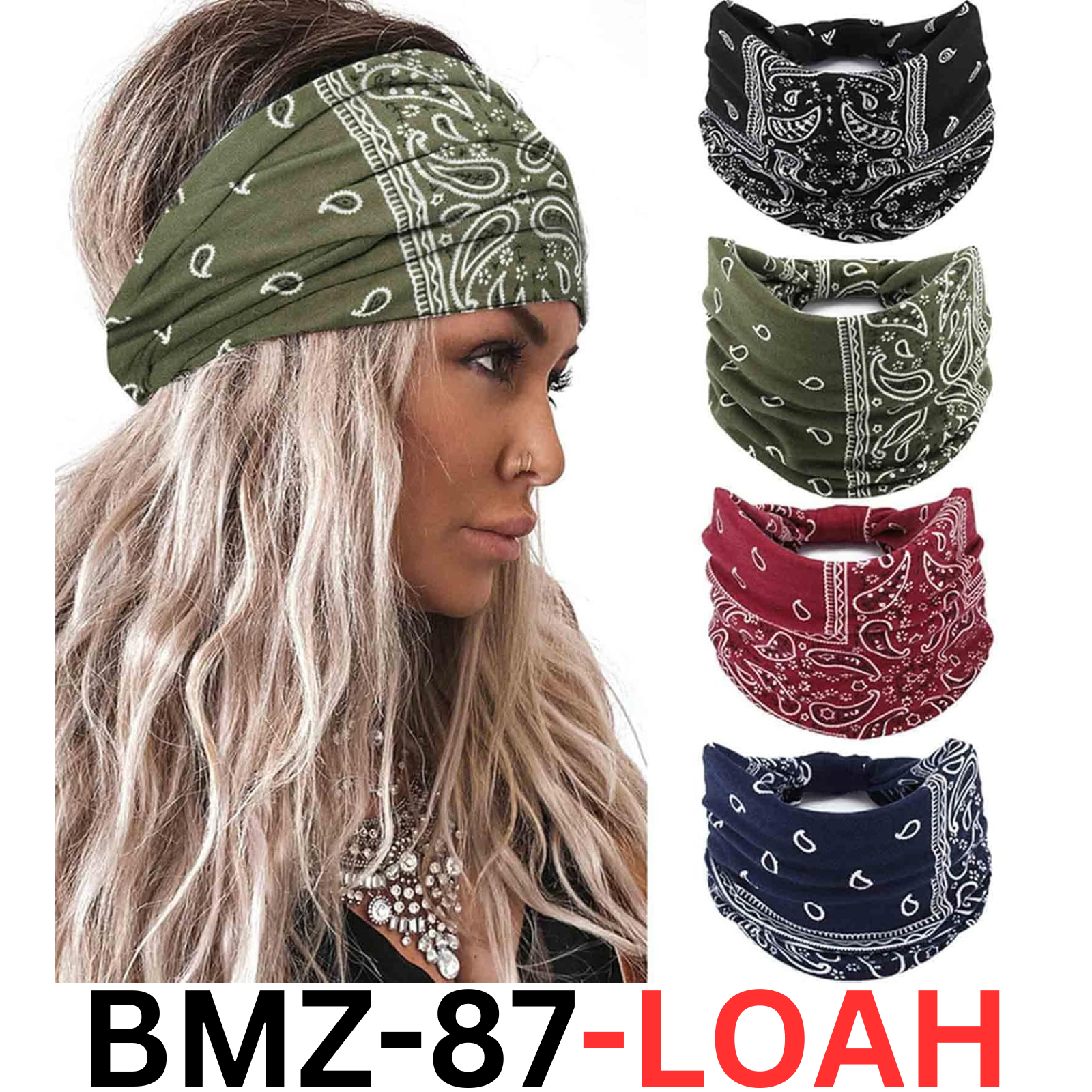 Acenail Women Girls Headband Wide Knotted Turban Elastic Non Slip Hairbands 4Pcs