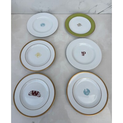 Pickard Six Monogram Desserts Porcelain Plates Collectible 6.5''x6.5''