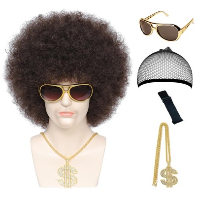 70s Afro Wig for Men Unisex Kinky Curly Wig Wear and Go Big Disco Costume Wig...