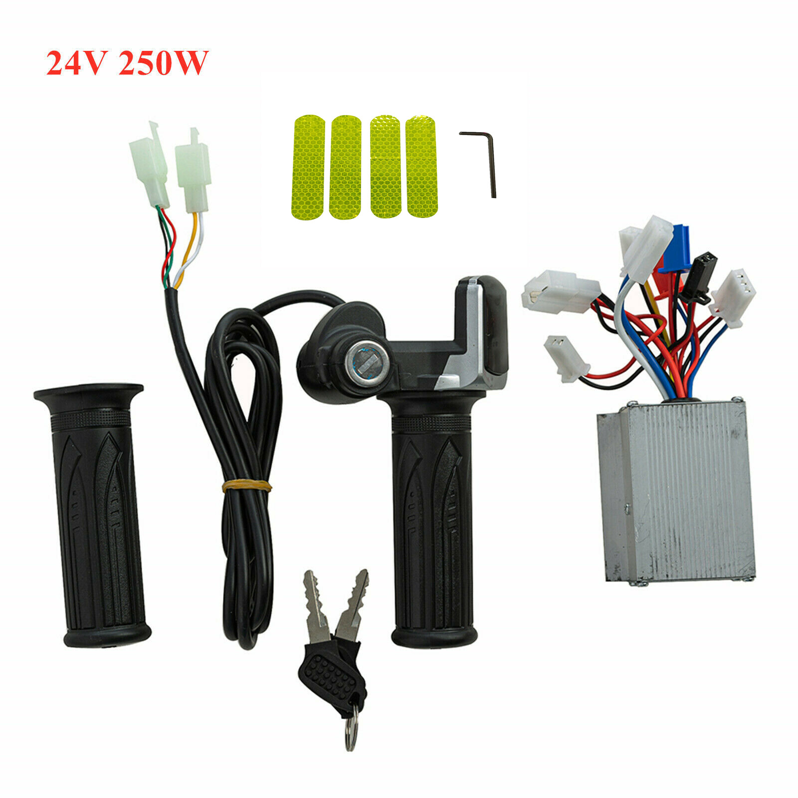 24V/36V/48V 250W/350W/500W Motor Brushed Controller + Throttle Grips For E-Bike