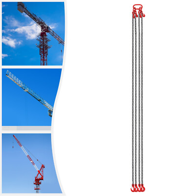 5 T/11023 lbs Chain Sling 5/16'' 8.2FT Adjustable Lifting Slings 4 Leg w/ 8 Hook 