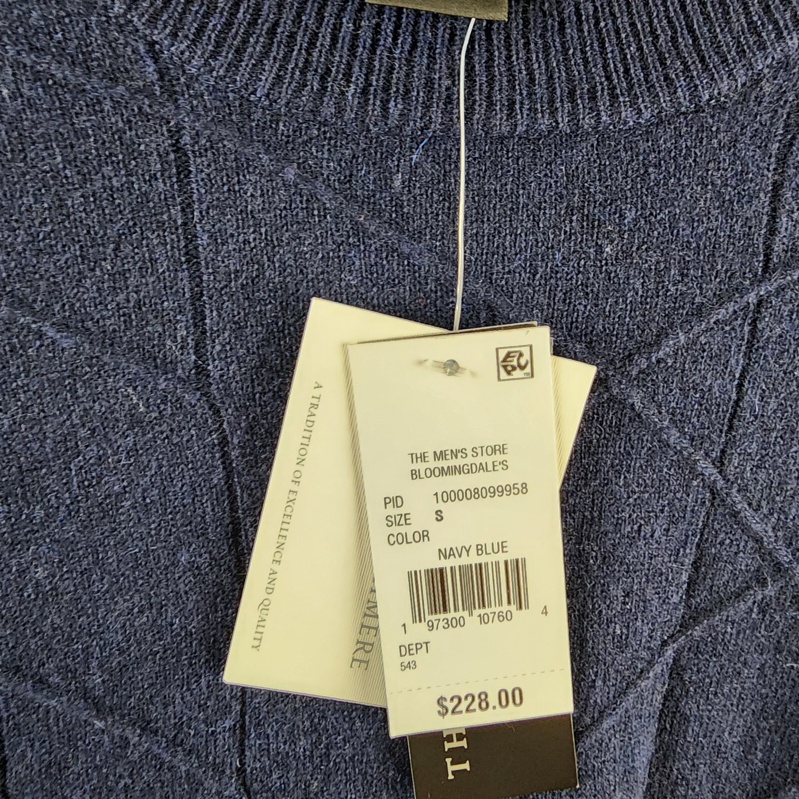 The Men's Store at Bloomingdale's Novelty Stitch Sweater Men's S Navy Blue L/S - Picture 11 of 13