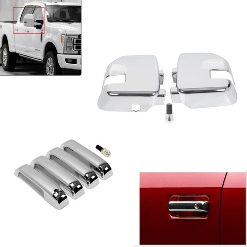 Для Ford F250 F350 F450 2017-2022 Пара полностью хромированных зеркал + 4 накладки на дверные ручки